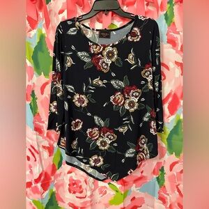 Amana Floral Blouse - Navy Blue